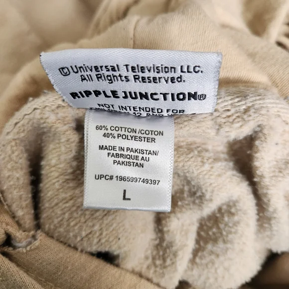 The Office Tan Hoodie Sweater Size L Dwight Schrute False Spellout Dunder Miffli - Picture 3 of 8